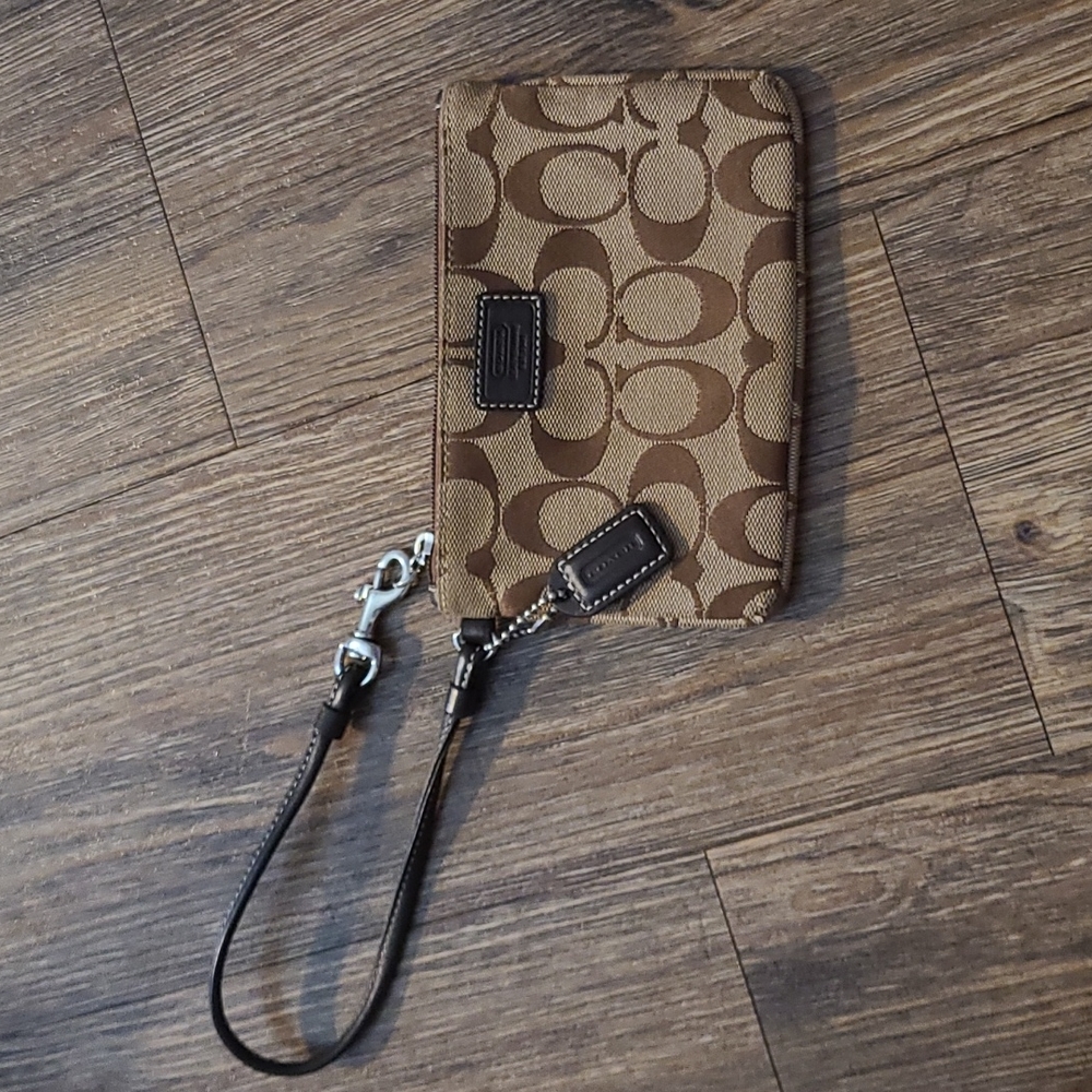 Coach logo wristlet
